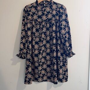 SHEIN Dark Floral Long Sleeve Dress